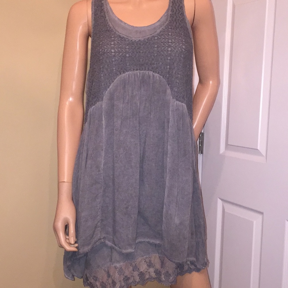 entro MED Boho style tunic.Smoky silver/gray D-5